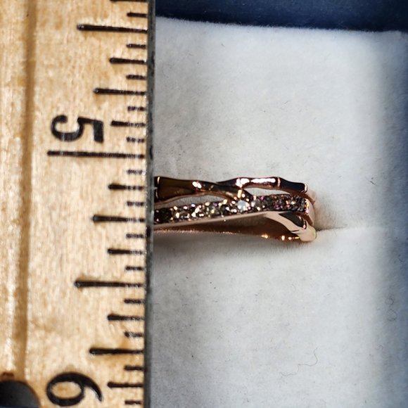 Natural Champagne Diamond ring in vermeil Rose Gold over 915 SS .25ct size 8 - Picture 4 of 6